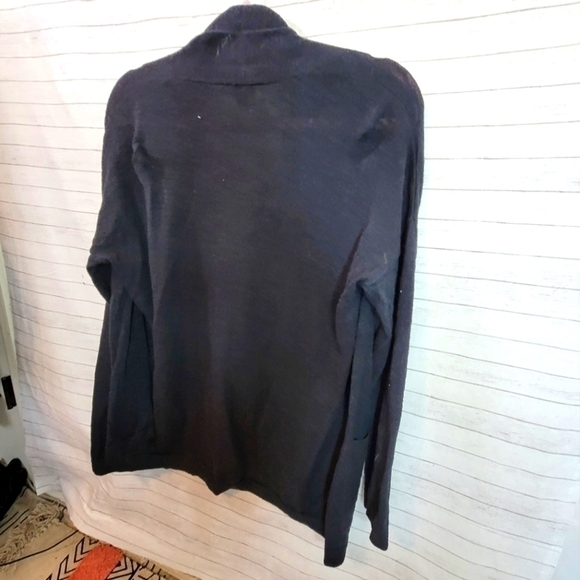 EILEEN FISHER ORGANIC LINEN BLACK OPEN FRONT CARDIGAN, SZ PETITE MEDIUM - Picture 10 of 15